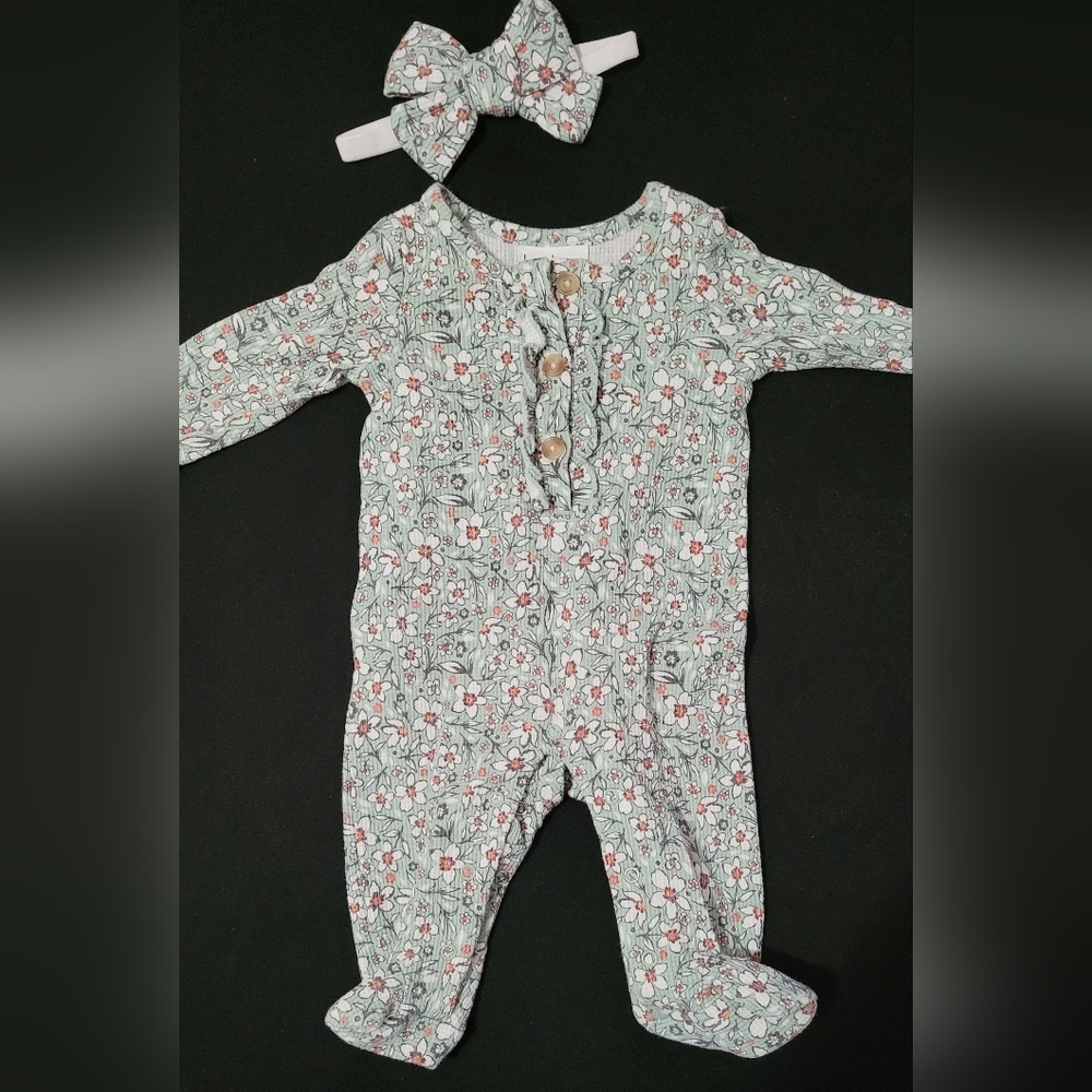 0/3 month outfit and headband